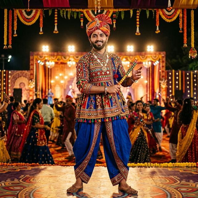 Traditional Kedia outfit for men at Dandiya Ahmedabad